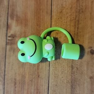 Green Frog Straw Topper Silicone 10mm/0.4 in Cap Accessory